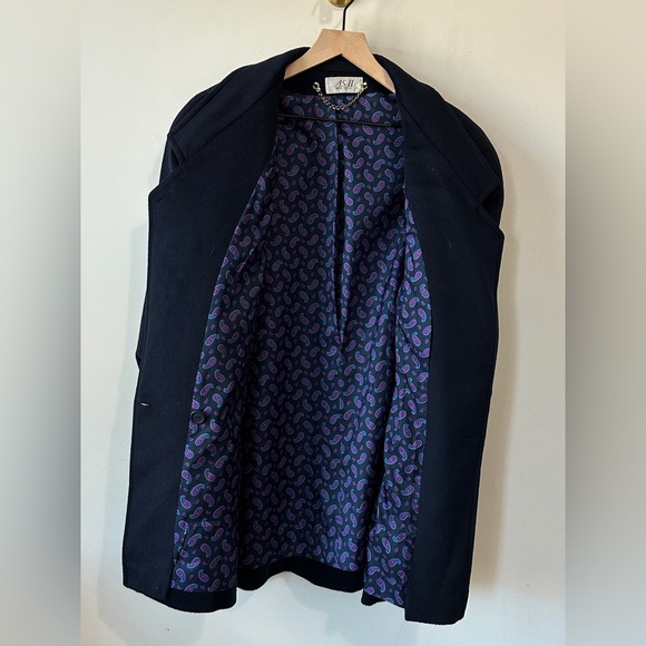 Vintage Gold Button Double Breasted Navy Cocoon Peacoat Size Large - Picture 8 of 11